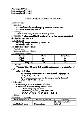 Toán 6 - Tiết 14 Luyện tập- Kiểm tra 15 phút